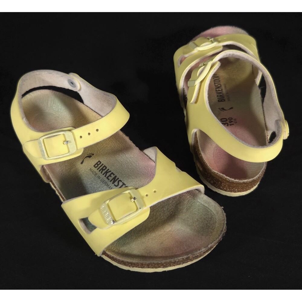 Birkenstock Rio Sandals US 12 Girls Yellow Ankle Strap Kids $60